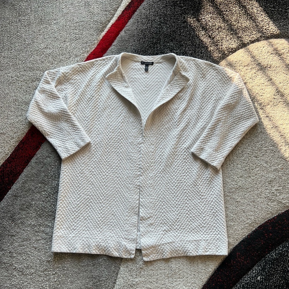 Eileen Fisher Off-White Textured Cardigan